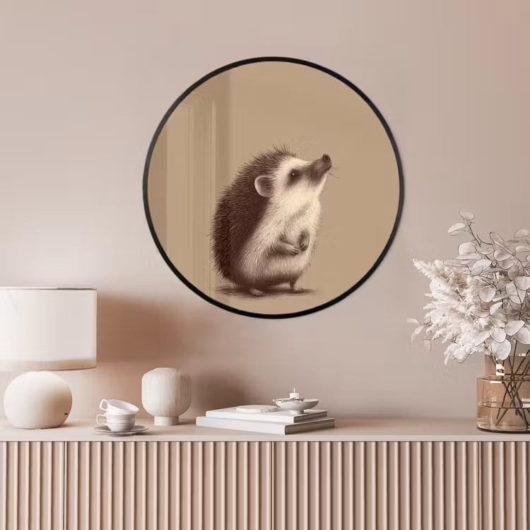 Ronde fotolijst - Egel - Snuitje - Bruin - Stekels — 4