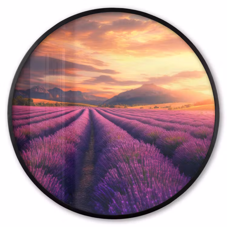 Ronde fotolijst - Lavendelveld - Zonsondergang - Paars — 1