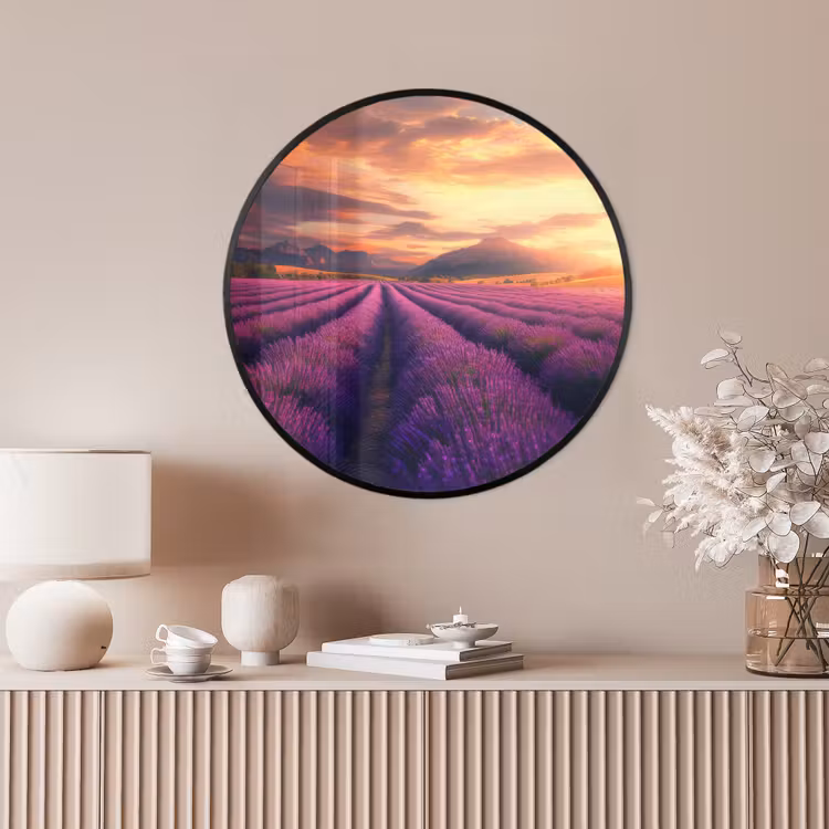 Ronde fotolijst - Lavendelveld - Zonsondergang - Paars — 4