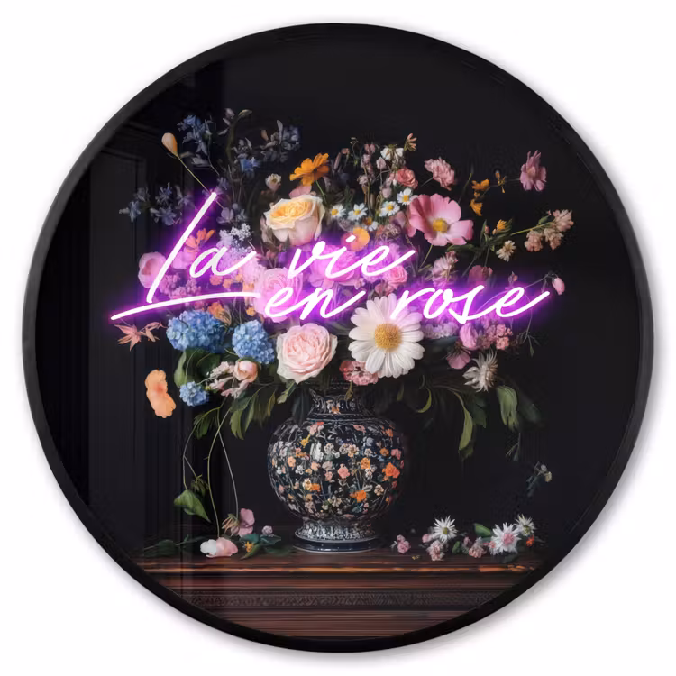 Ronde fotolijst - Neon - Vaas - Bloemen — 1