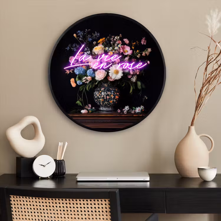 Ronde fotolijst - Neon - Vaas - Bloemen — 2