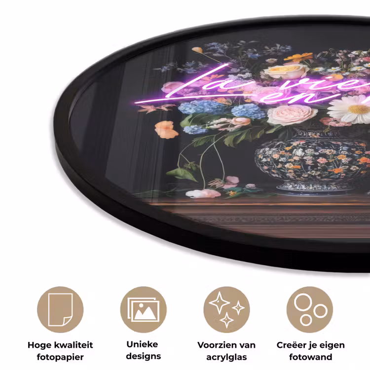 Ronde fotolijst - Neon - Vaas - Bloemen — 5