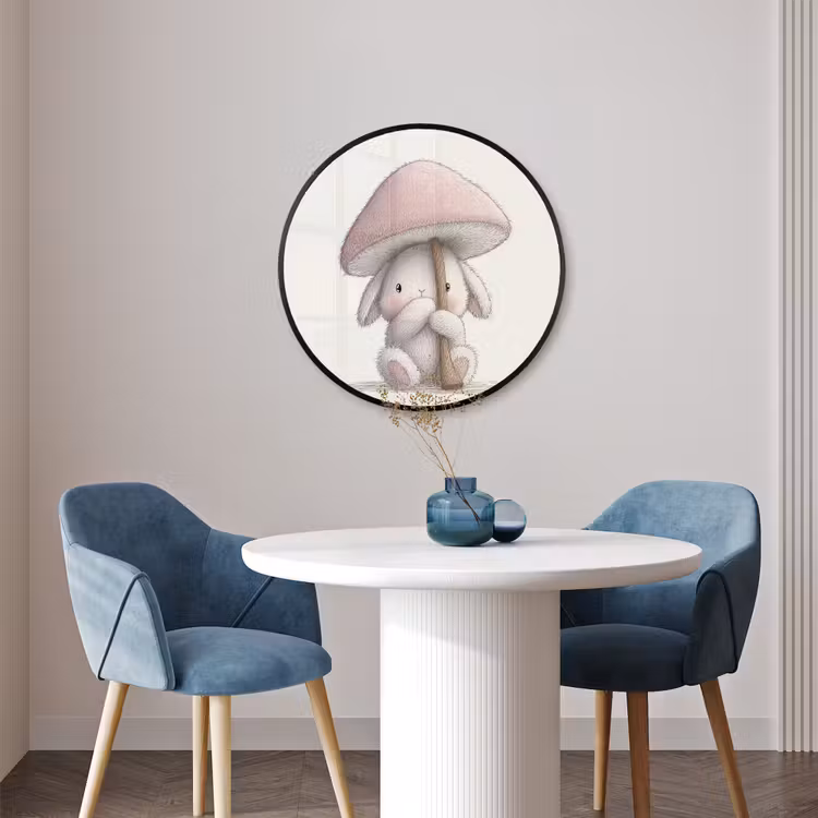 Ronde fotolijst - Paddenstoel - Konijn - Roze — 3