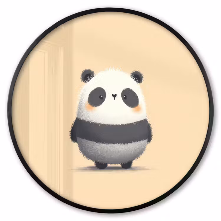 Ronde fotolijst - Panda - Beige - Minimalistisch — 1
