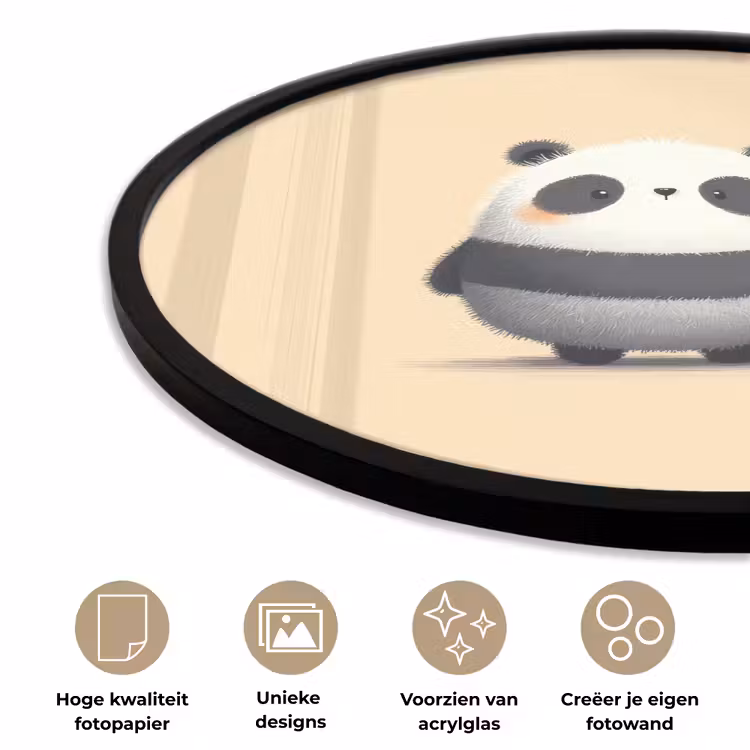 Ronde fotolijst - Panda - Beige - Minimalistisch — 5