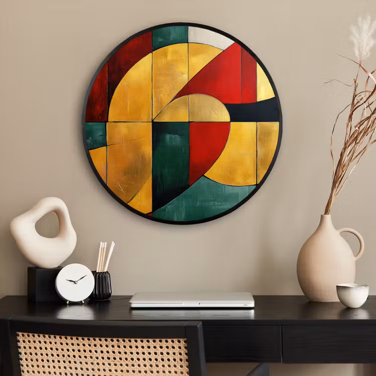 Ronde fotolijst - Abstract - Kerst - Goud - Rood - Groen — 2