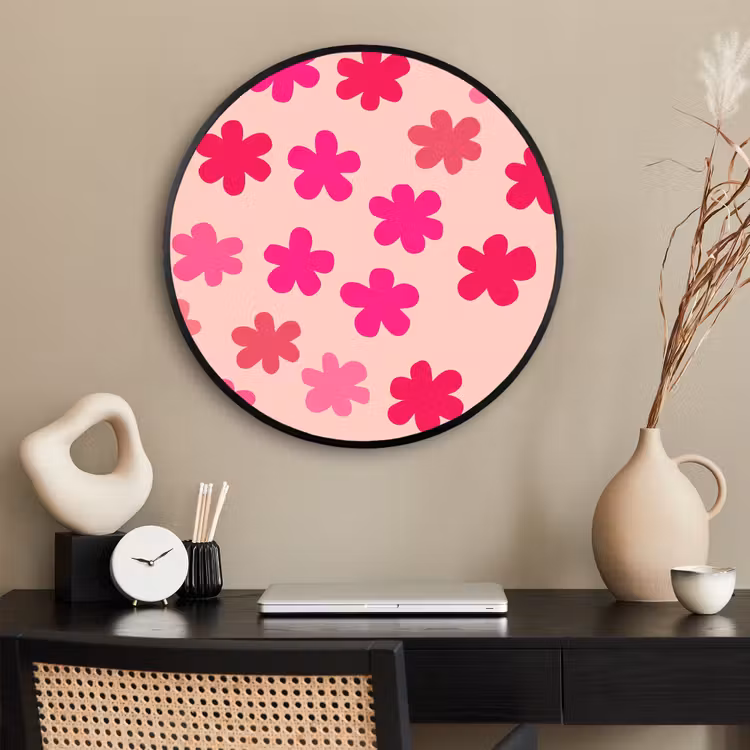 Ronde fotolijst - Bloemen - Patroon - Roze — 2