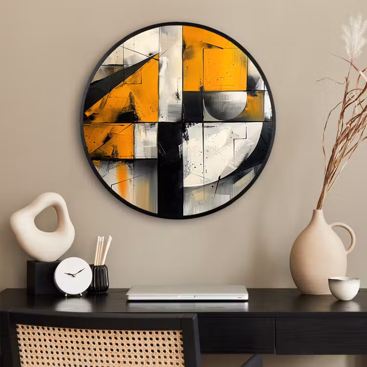 Ronde fotolijst - Geel - Abstract - Modern - Vormen — 2