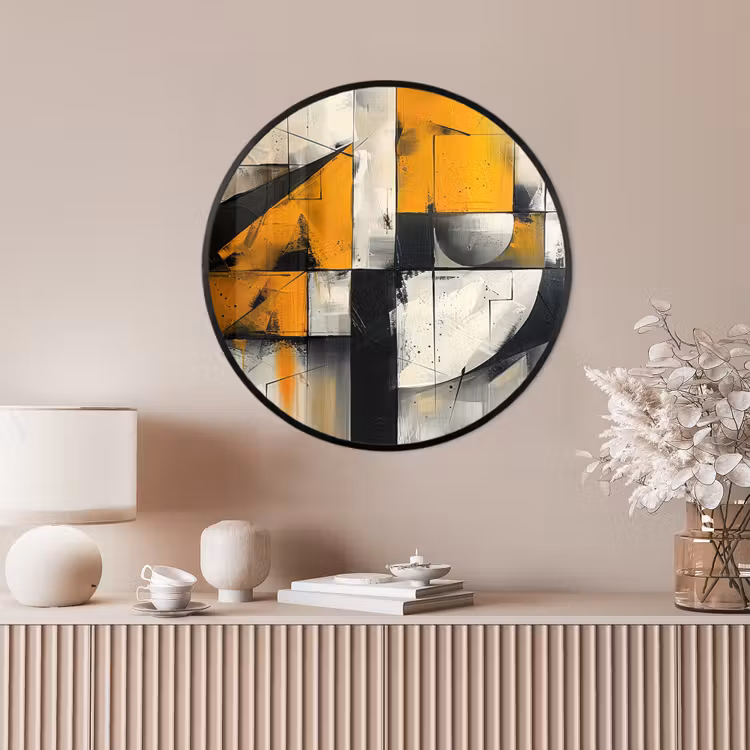 Ronde fotolijst - Geel - Abstract - Modern - Vormen — 4
