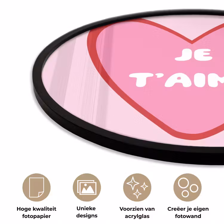 Ronde fotolijst - Hart - Frans - Valentijn - Roze — 5