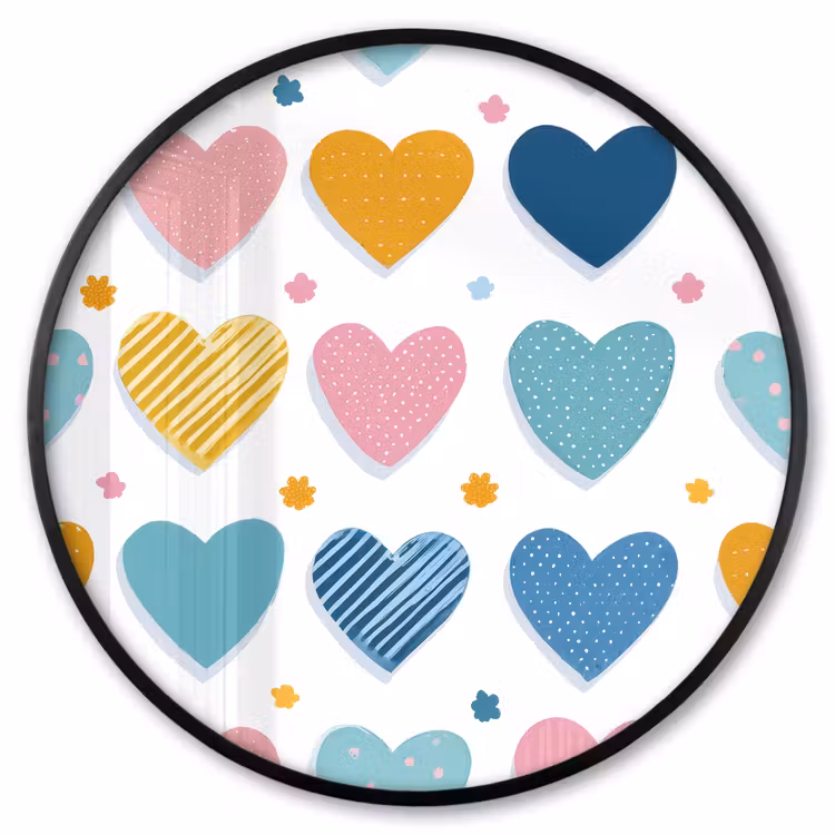 Ronde fotolijst - Hartjes - Pastel - Patroon — 1