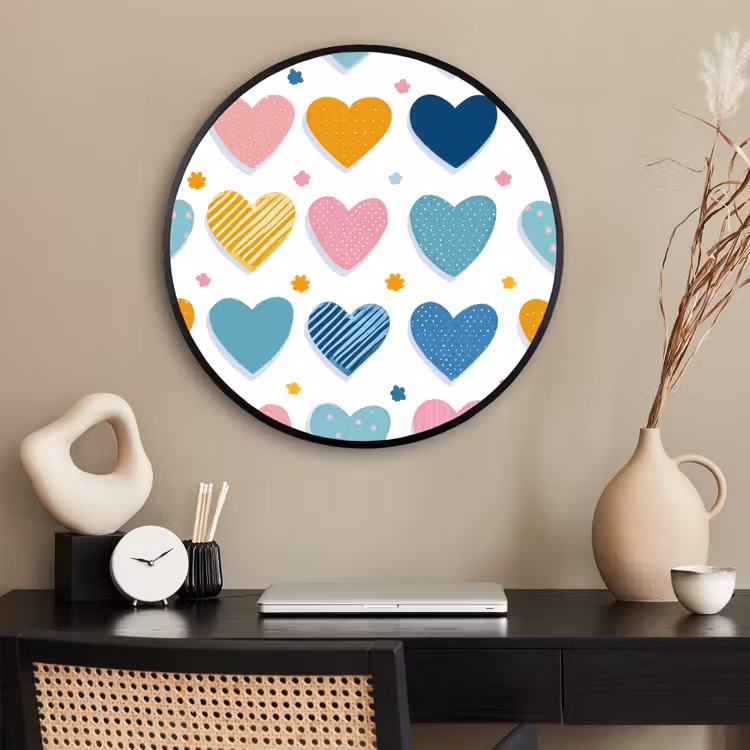 Ronde fotolijst - Hartjes - Pastel - Patroon — 2