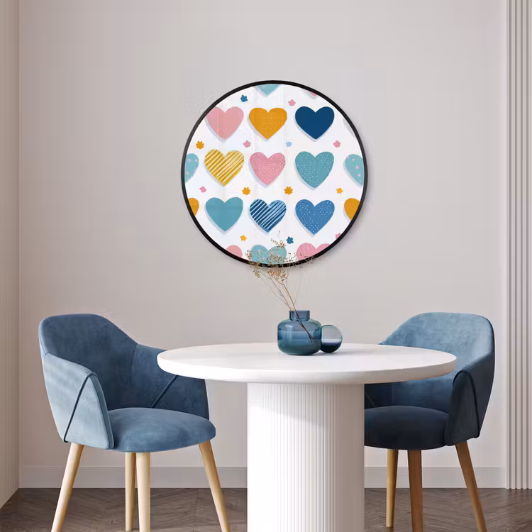 Ronde fotolijst - Hartjes - Pastel - Patroon — 3