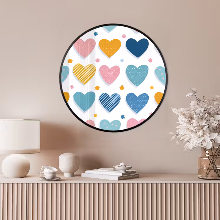 Ronde fotolijst - Hartjes - Pastel - Patroon — 4