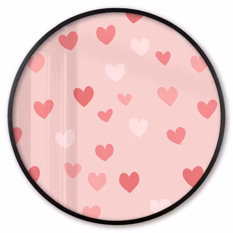 Ronde fotolijst - Hartjes - Patroon - Roze — 1