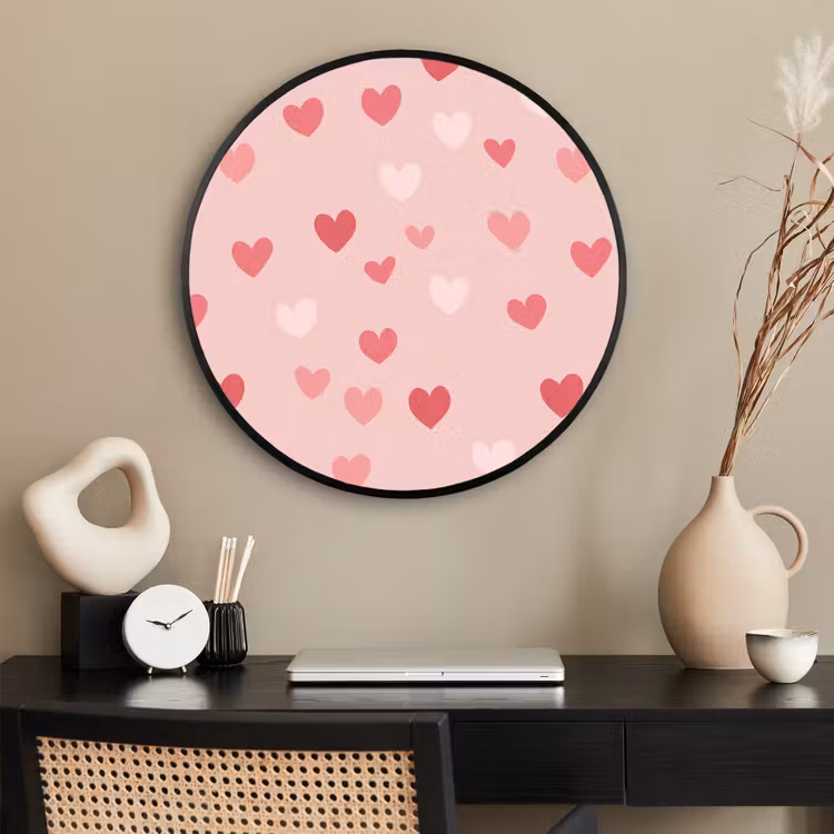 Ronde fotolijst - Hartjes - Patroon - Roze — 2
