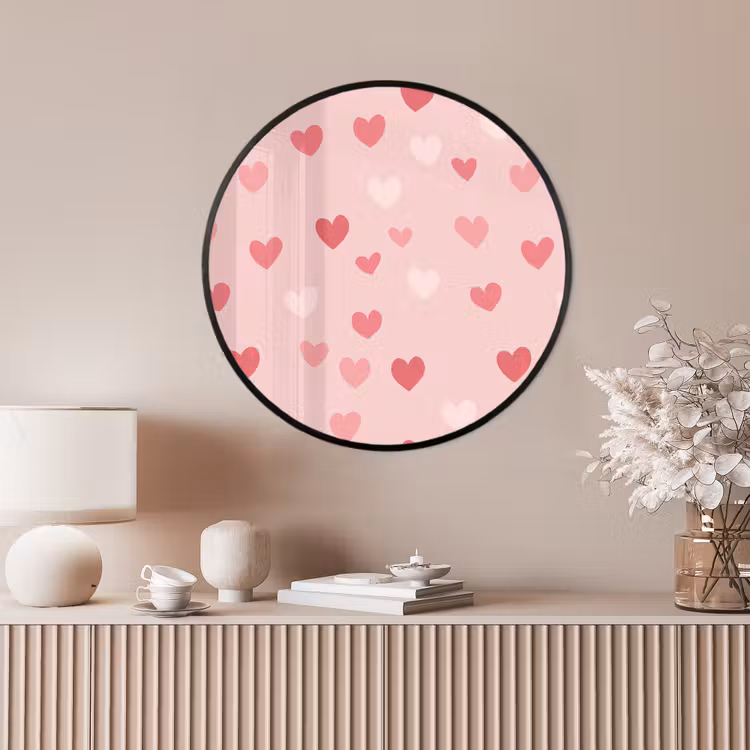 Ronde fotolijst - Hartjes - Patroon - Roze — 4