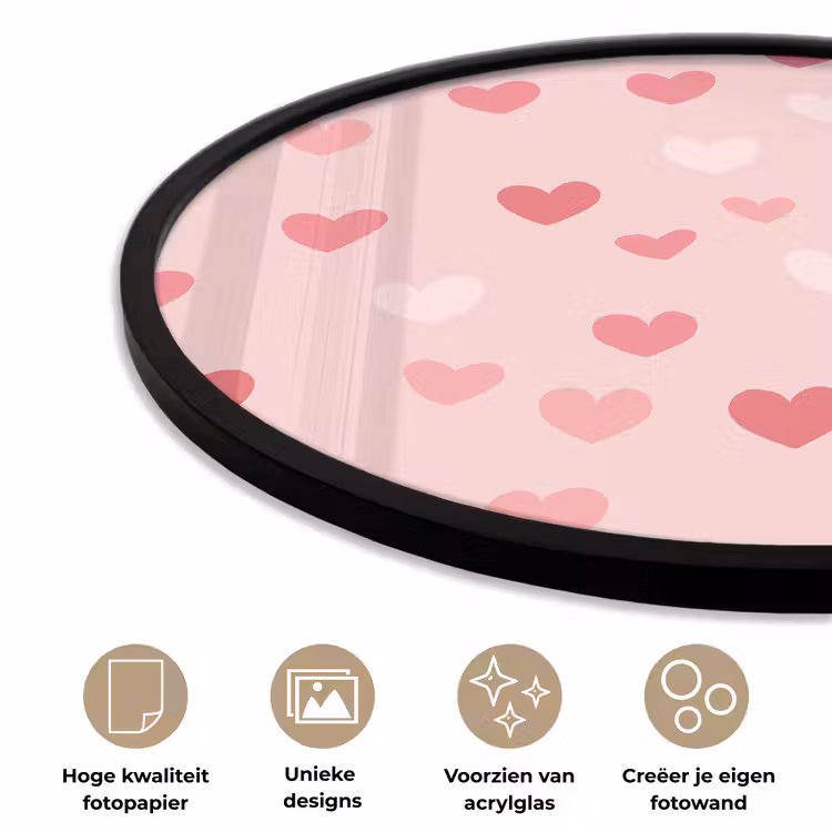 Ronde fotolijst - Hartjes - Patroon - Roze — 5