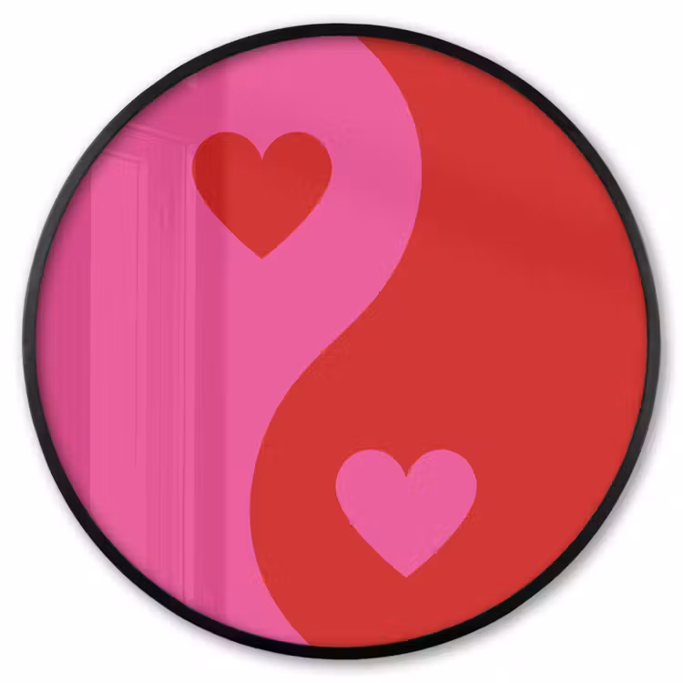 Ronde fotolijst - Minimalistisch - Rood - Roze - Hartjes — 1