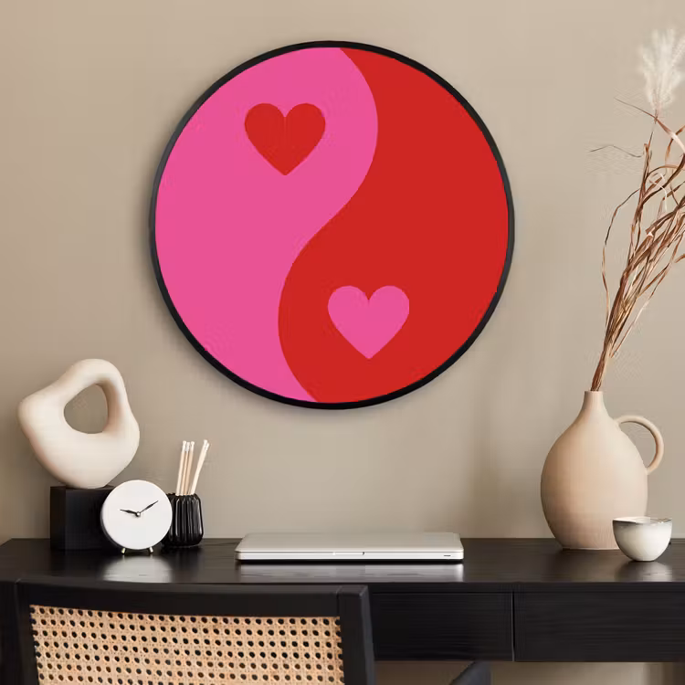 Ronde fotolijst - Minimalistisch - Rood - Roze - Hartjes — 2