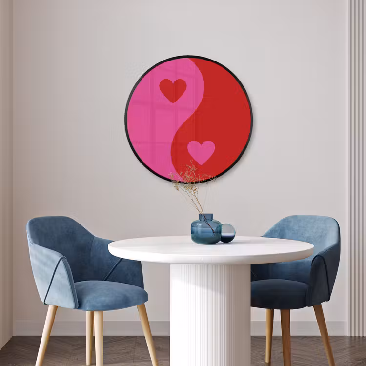 Ronde fotolijst - Minimalistisch - Rood - Roze - Hartjes — 3