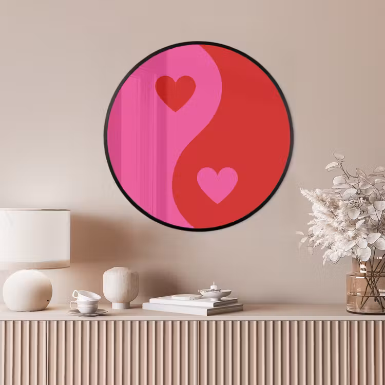 Ronde fotolijst - Minimalistisch - Rood - Roze - Hartjes — 4