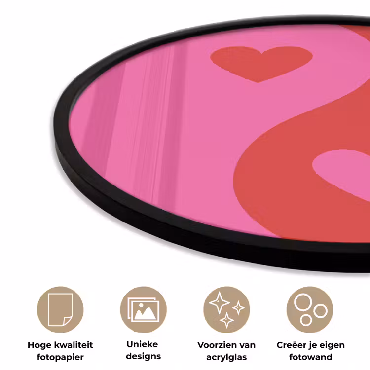 Ronde fotolijst - Minimalistisch - Rood - Roze - Hartjes — 5