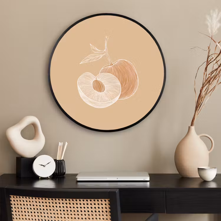 Ronde fotolijst - Perzik - Lijntekening - Pit - Beige — 2
