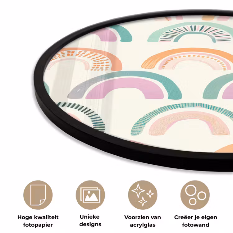 Ronde fotolijst - Regenboog - Pastel - Patroon — 5