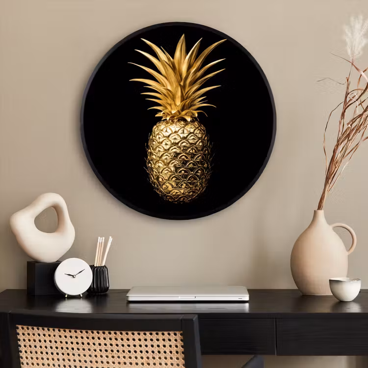 Ronde fotolijst - Ananas - Zwart - Goud - Luxe — 2