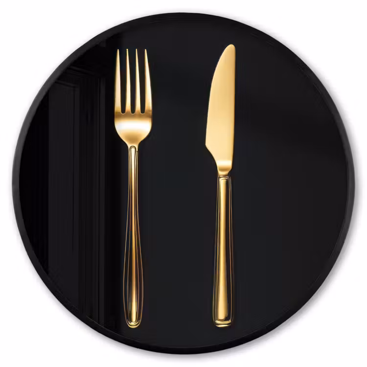Ronde fotolijst - Bestek - Goud - Mes - Vork — 1