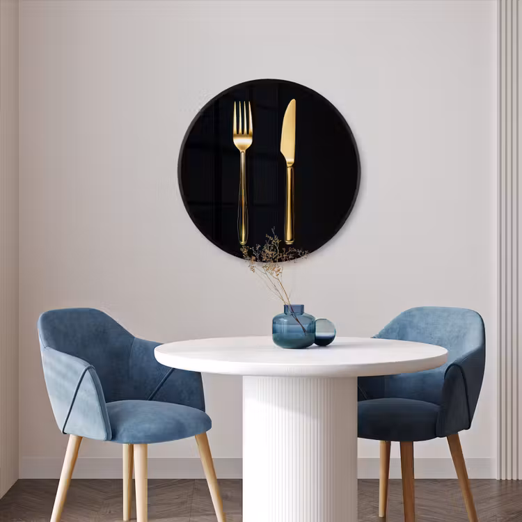 Ronde fotolijst - Bestek - Goud - Mes - Vork — 3