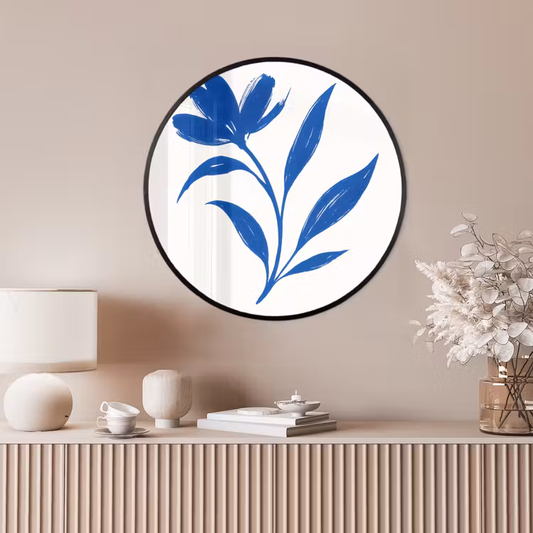 Ronde fotolijst - Bloem - Blaadjes - Minimalistisch - Blauw — 4