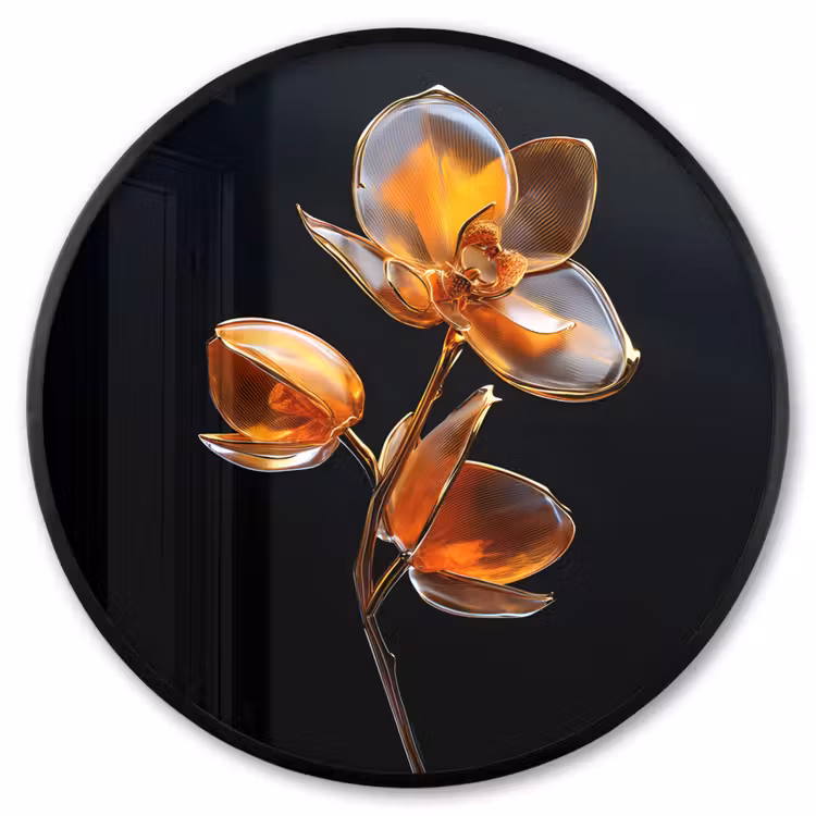 Ronde fotolijst - Bloem - Orchidee - Oranje — 1