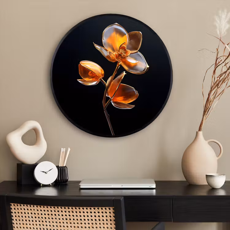 Ronde fotolijst - Bloem - Orchidee - Oranje — 2