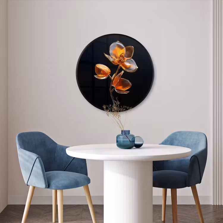 Ronde fotolijst - Bloem - Orchidee - Oranje — 3