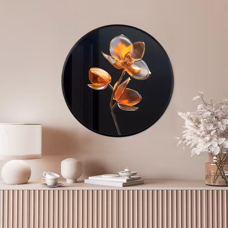 Ronde fotolijst - Bloem - Orchidee - Oranje — 4