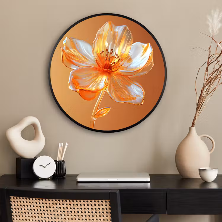 Ronde fotolijst - Glazen - Bloem - Oranje — 2