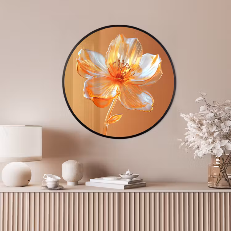 Ronde fotolijst - Glazen - Bloem - Oranje — 4