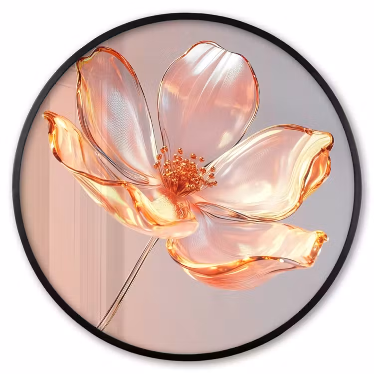 Ronde fotolijst - Glazen - Bloem - Roze — 1