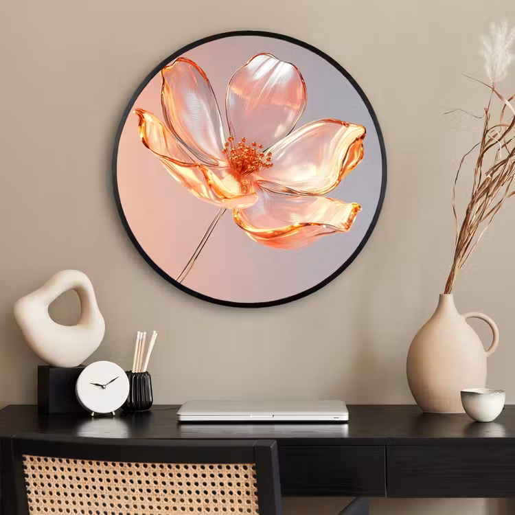 Ronde fotolijst - Glazen - Bloem - Roze — 2