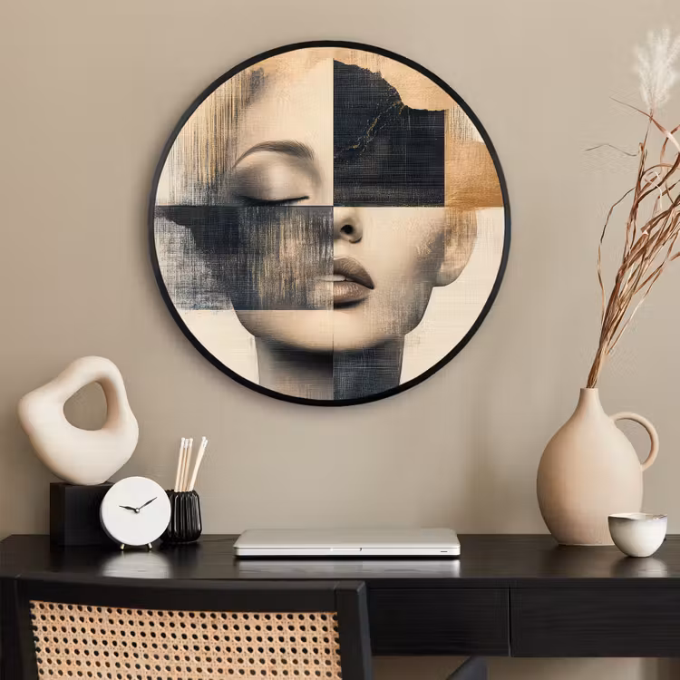 Ronde fotolijst - Goud - Vrouw - Rechthoeken — 2