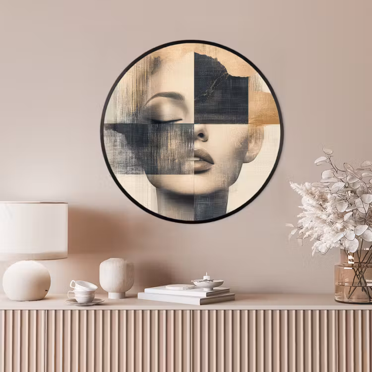 Ronde fotolijst - Goud - Vrouw - Rechthoeken — 4