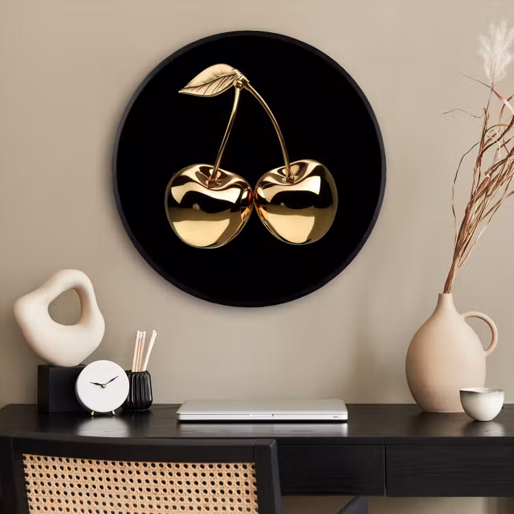 Ronde fotolijst - Kersen - Zwart - Goud - Chrome — 2