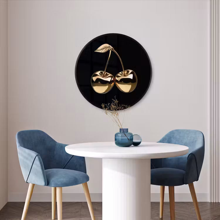 Ronde fotolijst - Kersen - Zwart - Goud - Chrome — 3