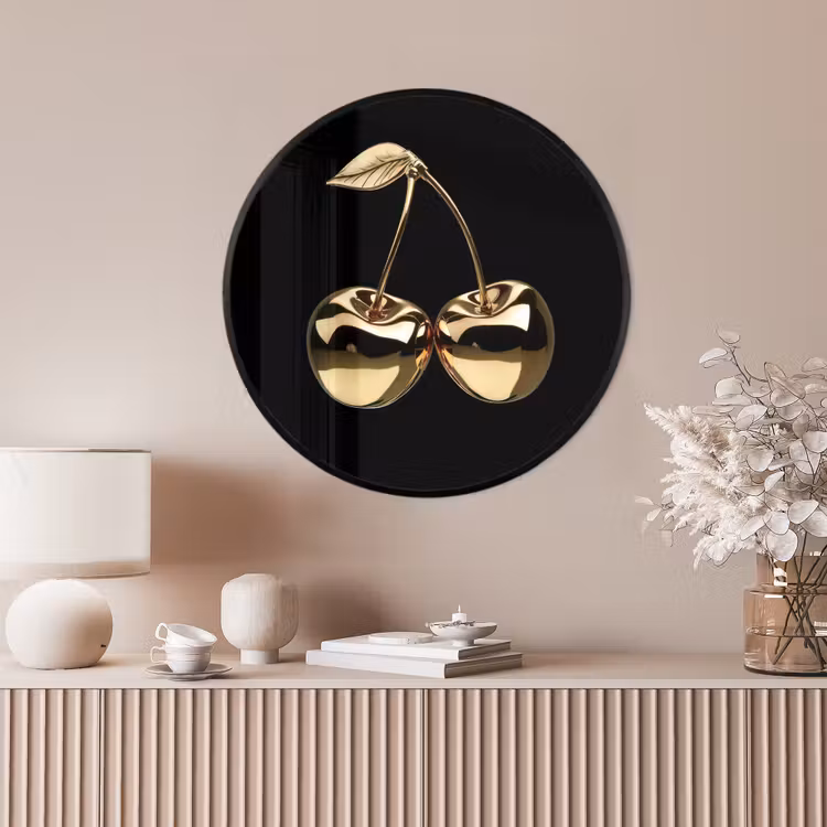 Ronde fotolijst - Kersen - Zwart - Goud - Chrome — 4
