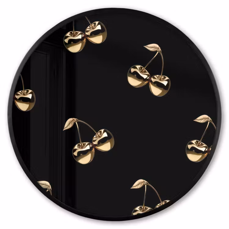 Ronde fotolijst - Patroon - Kersen - Goud - Chrome — 1