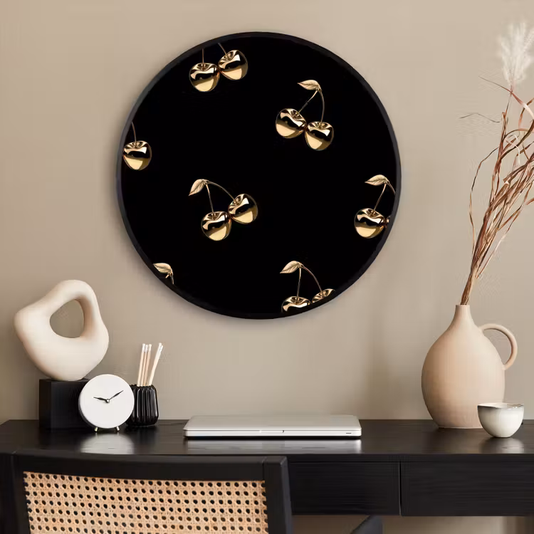 Ronde fotolijst - Patroon - Kersen - Goud - Chrome — 2