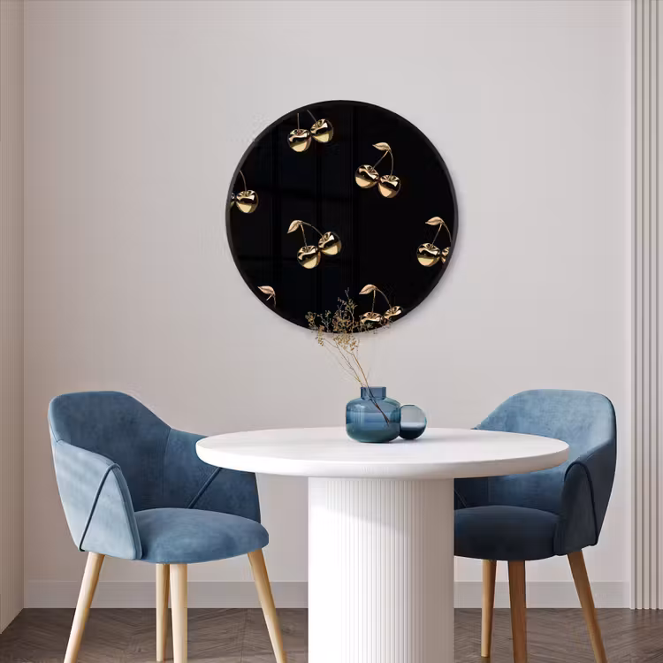 Ronde fotolijst - Patroon - Kersen - Goud - Chrome — 3