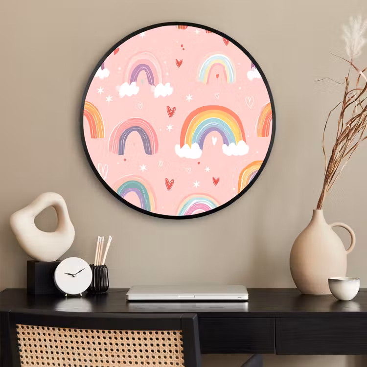 Ronde fotolijst - Regenboog - Patroon - Pastel — 2